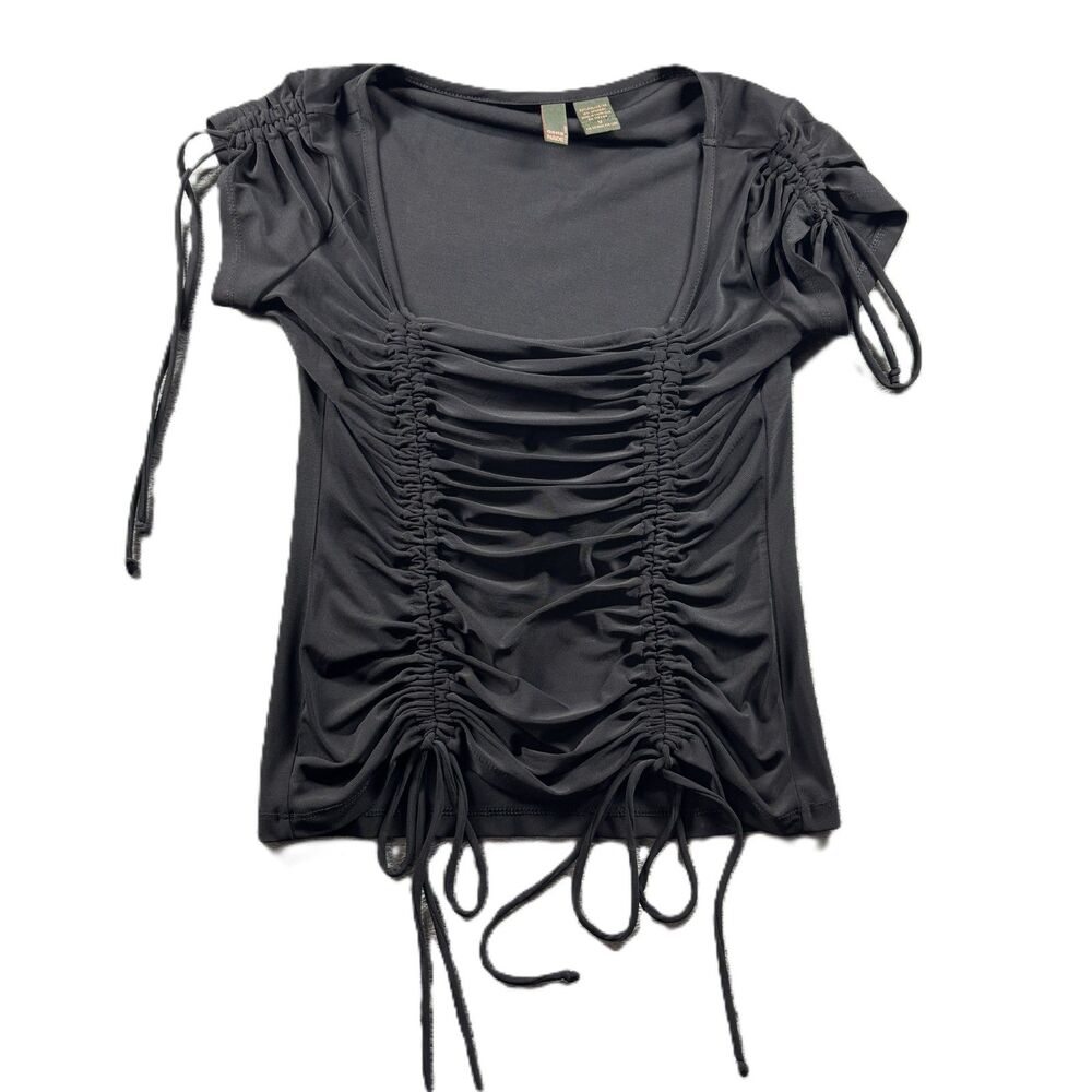 Serenade Women Cinch Top Vintage Y2K 90s Grunge Rock Sexy Black Size Small G350